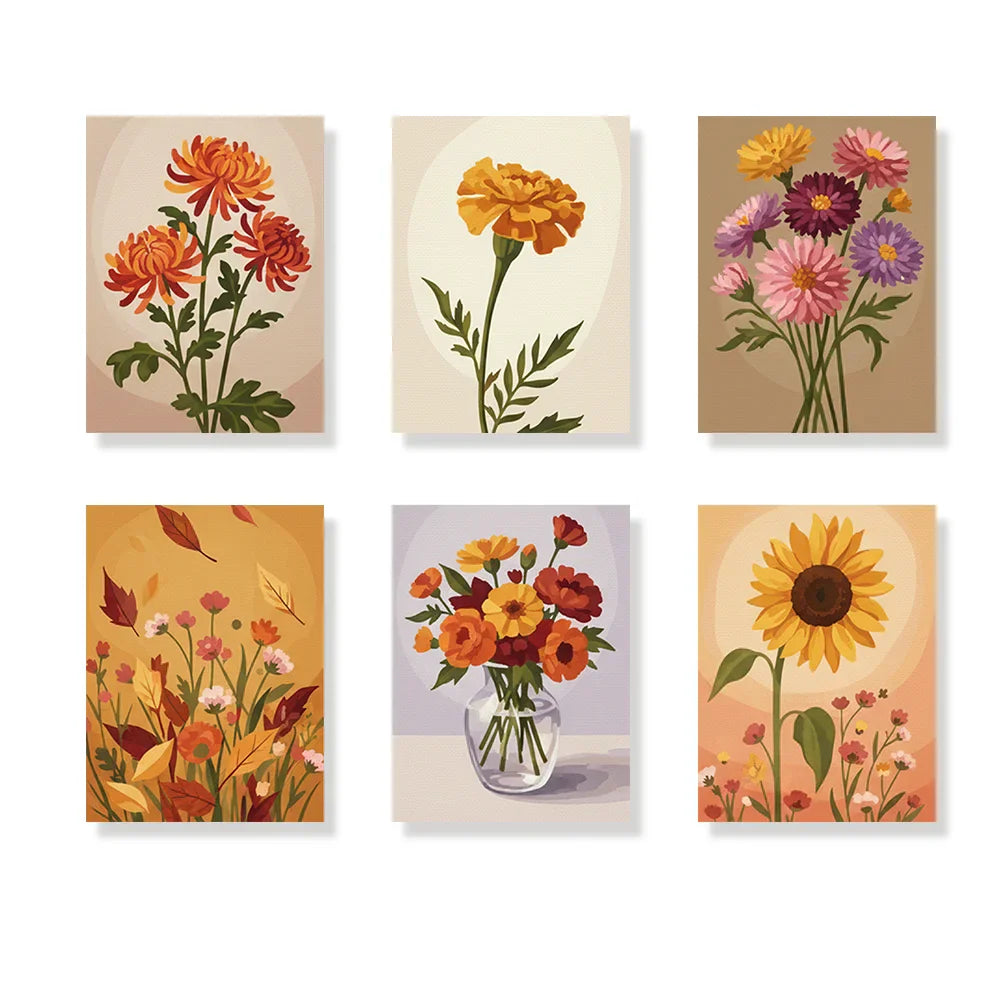 絵画　ANNA．Ｋ　季節の色 Autumn blossom - Mini Painting by numbers Set of 6 | Fast 3-Day