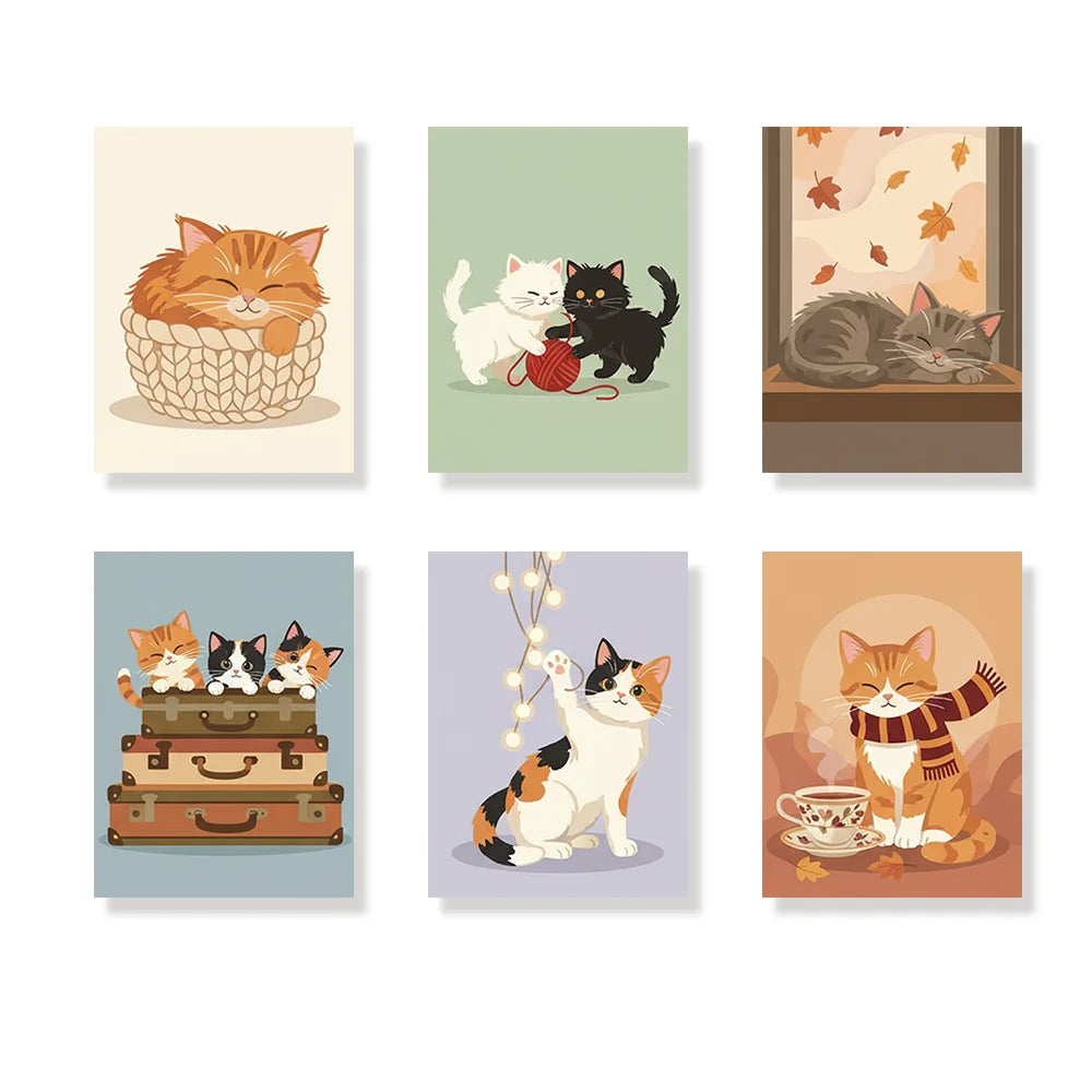 Cosy Kitty Corner - Mini Painting by numbers Set of 6 | Fast 3-Day