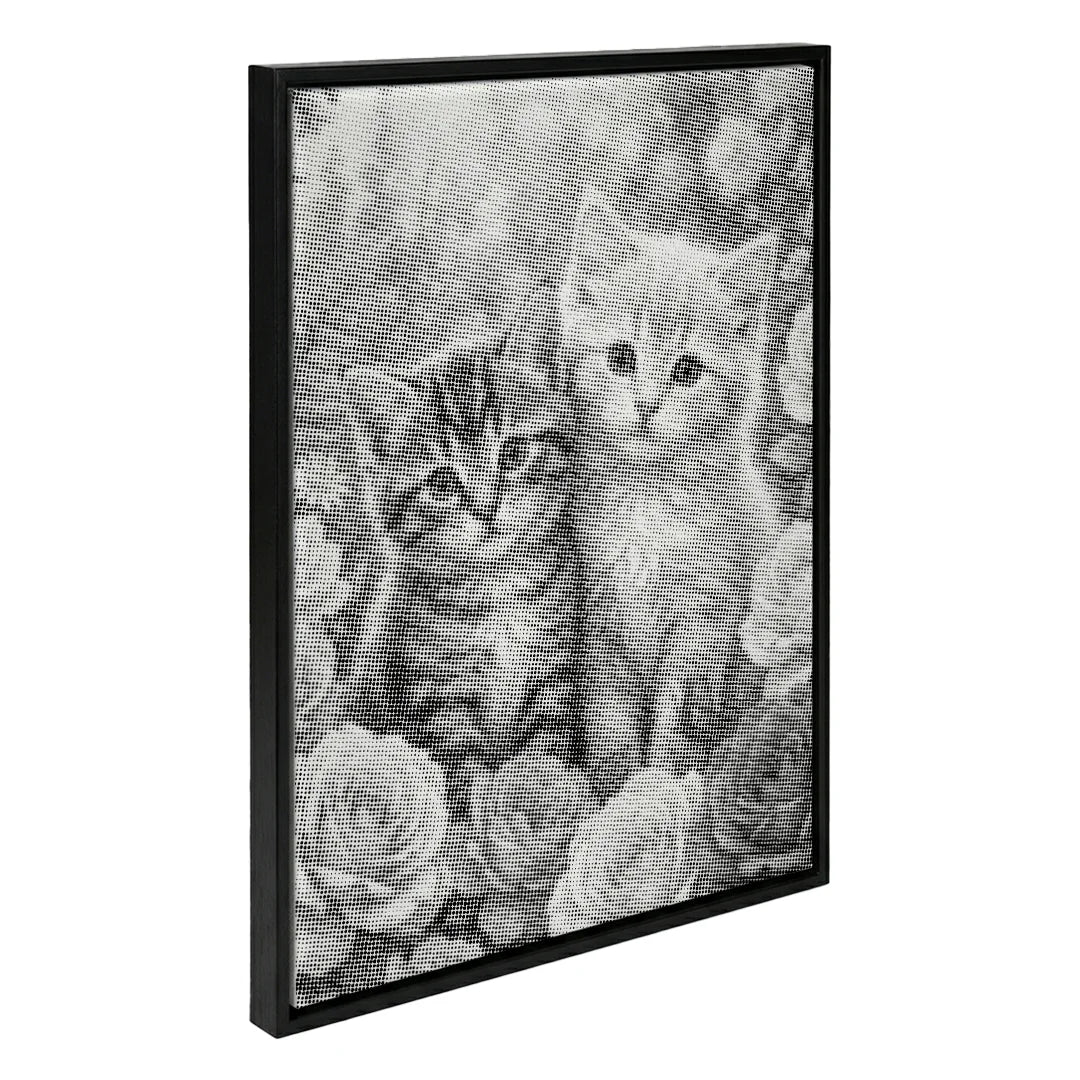 2 Kittens with Flowers Dot Painting