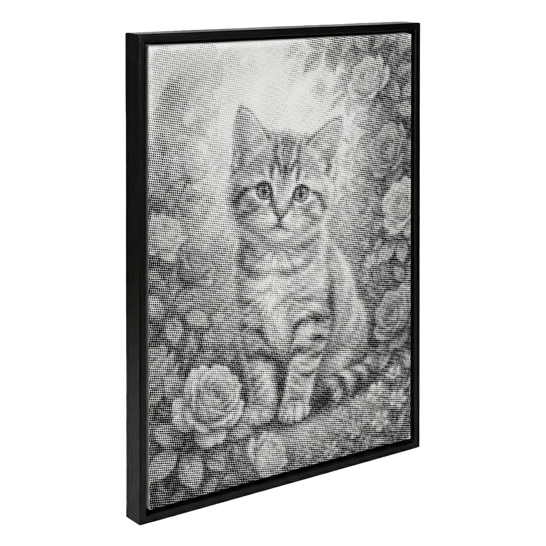 Cat with Flowers Dot Painting