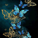 Diamond Painting - Blaue und Goldene Schmetterlinge