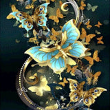 Diamond Painting - Blaue und Goldene Schmetterlinge