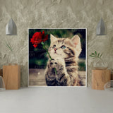 Diamond Painting - Cat with a Rose