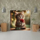 Diamond Painting - Kätzchen mit roter Rose