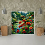 Diamond Painting - Meer met Rode Bloemen