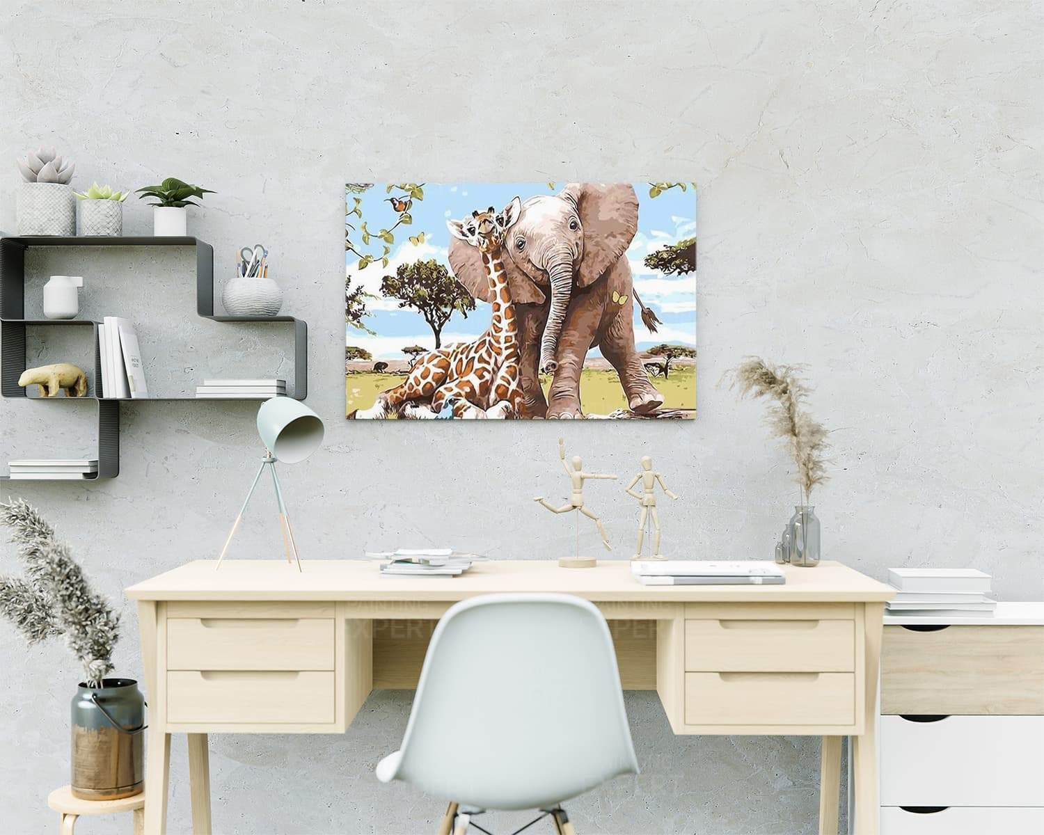 Malen-nach-Zahlen-Elefant-und-Giraffe-2