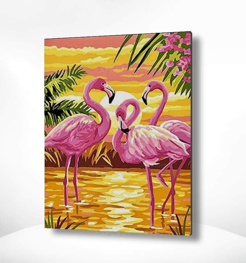 Malen-nach-Zahlen-Flamingo-Sonne