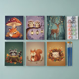 Moonlit Forest Friends - Mini Painting by numbers Set of 6