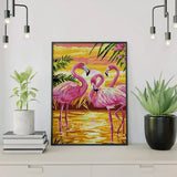 Paint by numbers Flamingoer med solnedgang