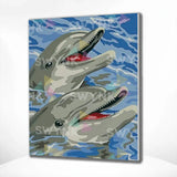 Painting by numbers Happy Dolphins