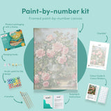 Schilderen op nummer Roze bloemen in een vaas