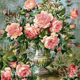 Schilderen op nummer Roze bloemen in een vaas