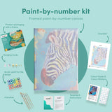 Pintar por números Cebra con fondo azul