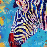 Pintar por números Cebra con fondo azul