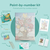 Pintar por números Flores de colores en un jarrón