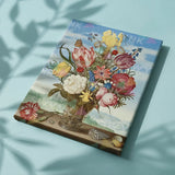 Pintar por números Flores de colores en un jarrón