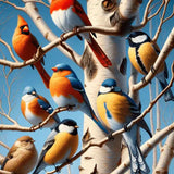 Painting by numbers Birds in a Tree Full of Life