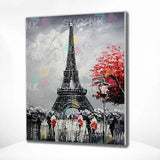 Painting by numbers Black and White Paris with Flowers