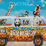 Malen nach Zahlen Bus mit Tieren