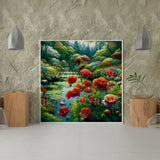 Paint by numbers Serene Sø med Røde Blomster