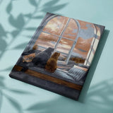 Paint by numbers Kissat ikkunan edessä