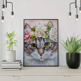 Painting by numbers Cat with Flowers
