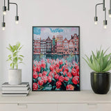 Pintar por números Ciudad con flores