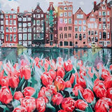 Pintar por números Ciudad con flores