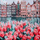 Painting by numbers City with flowers