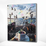 Pintar por numeros Café junto al mar