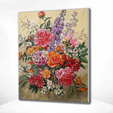 Paint by numbers farvet blomsterbuket