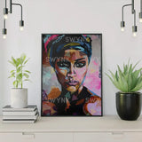 Pintar por números Mujer Colorida Rosa