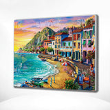 Painting by numbers Colourful houses by the sea