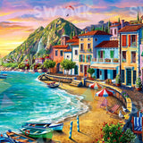 Painting by numbers Colourful houses by the sea