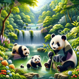 Paint by numbers Søde Pandaer ved Søen