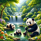 Schilderen op nummer Schattige Panda's bij het Meer