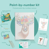 Pintar por números Ciervo con cornamenta de flores