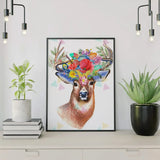 Pintar por números Ciervo con cornamenta de flores