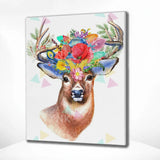 Pintar por números Ciervo con cornamenta de flores