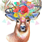 Pintar por números Ciervo con cornamenta de flores