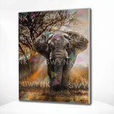Paint by numbers Elefant med solnedgang