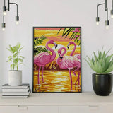 Malowanie po numerach Flamingi z zachodem słońca