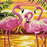 Malowanie po numerach Flamingi z zachodem słońca