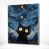 Painting by numbers Mysterious Cat in the Night