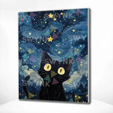 Painting by numbers Mysterious Cat in the Night