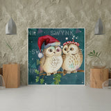 Malowanie po numerach Sowy Boże Narodzenie