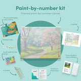 Malen nach Zahlen Park mit rosa Bäumen