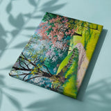 Malen nach Zahlen Park mit rosa Bäumen