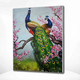 Painting by numbers Peacocks with Pink Flowers