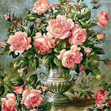 Schilderen op nummer Roze bloemen in een vaas